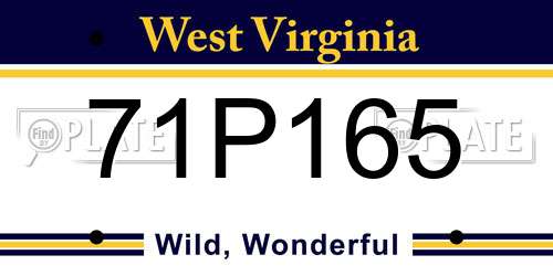 71P165 West Virginia License Plate