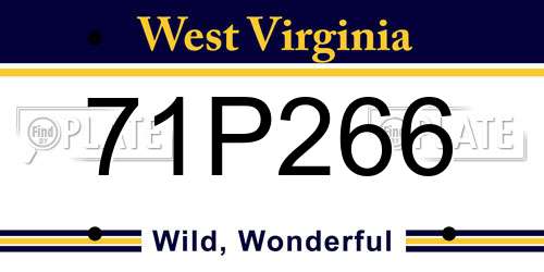 71P266 West Virginia License Plate