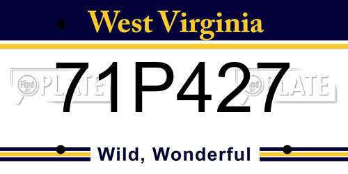 71P427 West Virginia License Plate