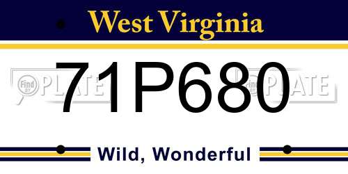 71P680 West Virginia License Plate