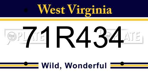 71R434 West Virginia License Plate