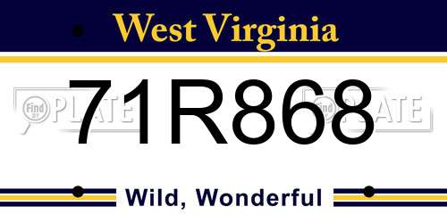 71R868 West Virginia License Plate