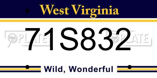 71S832 West Virginia License Plate