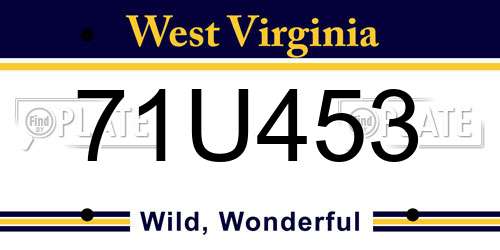 71U453 West Virginia License Plate