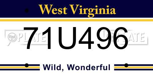 71U496 West Virginia License Plate