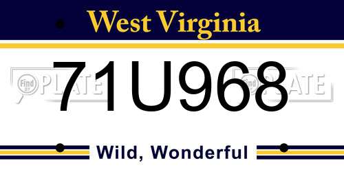 71U968 West Virginia License Plate
