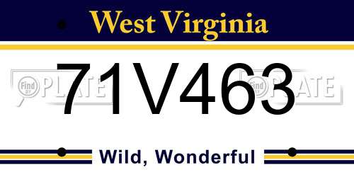 71V463 West Virginia License Plate