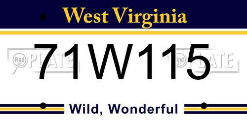 71W115 West Virginia License Plate