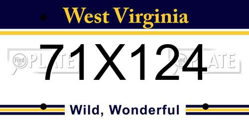 71X124 West Virginia License Plate