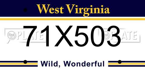 71X503 West Virginia License Plate
