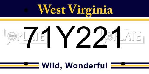 71Y221 West Virginia License Plate