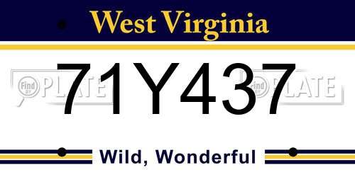 71Y437 West Virginia License Plate