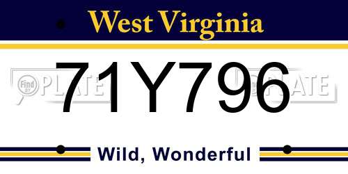 71Y796 West Virginia License Plate