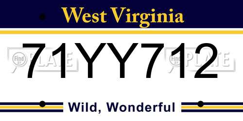 71YY712 West Virginia License Plate
