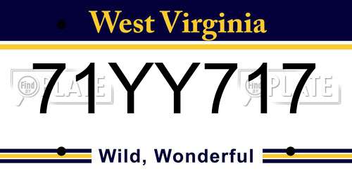 71YY717 West Virginia License Plate