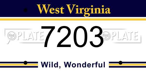 7203 West Virginia License Plate