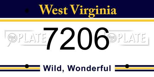 7206 West Virginia License Plate