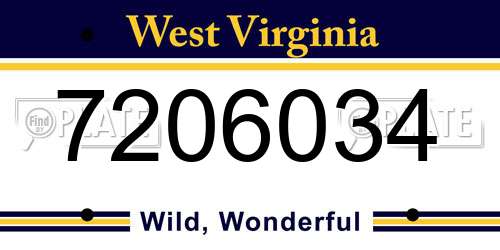 7206034 West Virginia License Plate