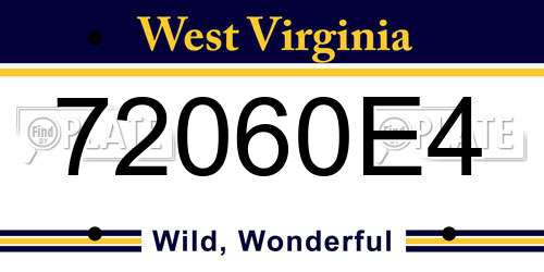 72060E4 West Virginia License Plate