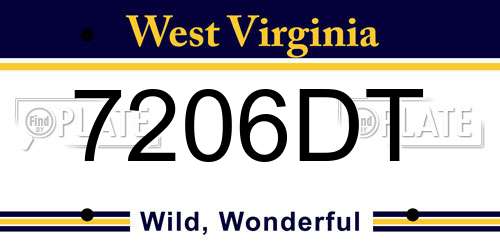7206DT West Virginia License Plate