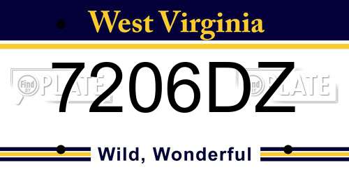 7206DZ West Virginia License Plate