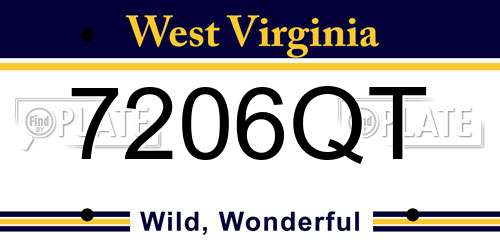 7206QT West Virginia License Plate