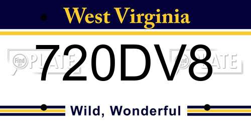 720DV8 West Virginia License Plate