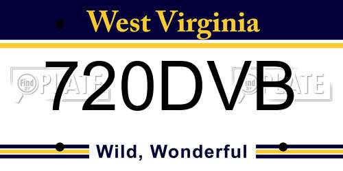 720DVB West Virginia License Plate
