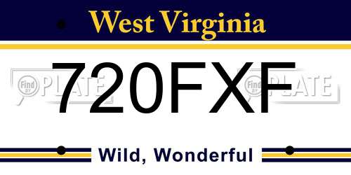 720FXF West Virginia License Plate
