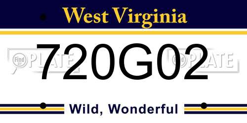 720G02 West Virginia License Plate