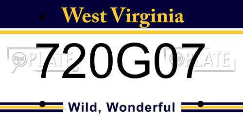 720G07 West Virginia License Plate