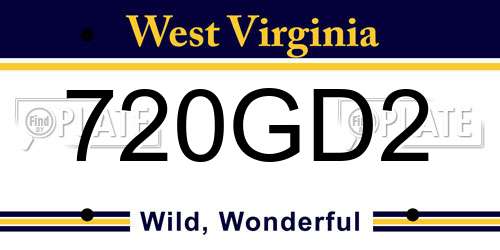 720GD2 West Virginia License Plate