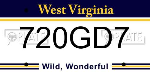 720GD7 West Virginia License Plate