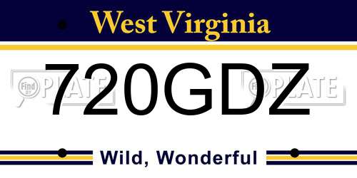 720GDZ West Virginia License Plate