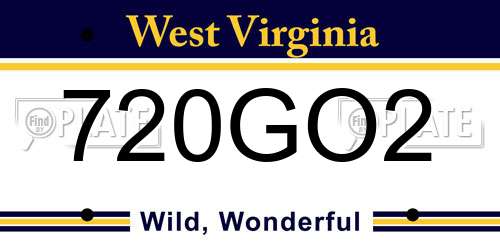720GO2 West Virginia License Plate