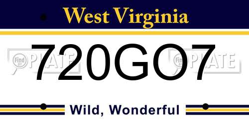 720GO7 West Virginia License Plate