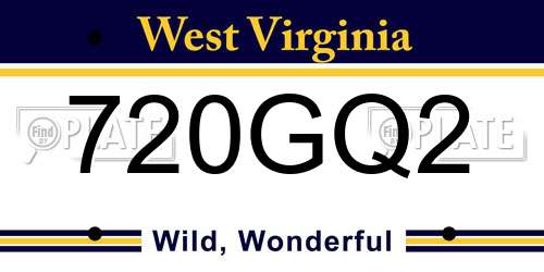 720GQ2 West Virginia License Plate