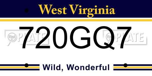 720GQ7 West Virginia License Plate