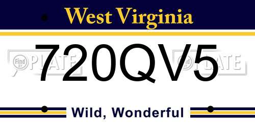 720QV5 West Virginia License Plate