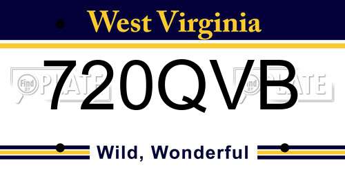 720QVB West Virginia License Plate