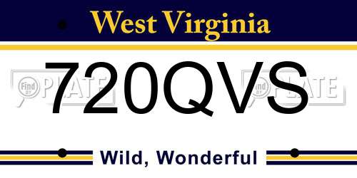 720QVS West Virginia License Plate
