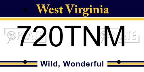 720TNM West Virginia License Plate