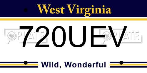 720UEV West Virginia License Plate