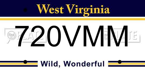 720VMM West Virginia License Plate