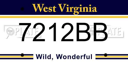 7212BB West Virginia License Plate