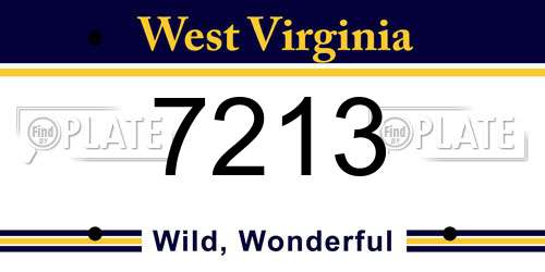 7213 West Virginia License Plate
