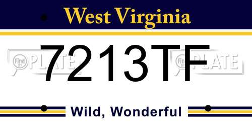 7213TF West Virginia License Plate