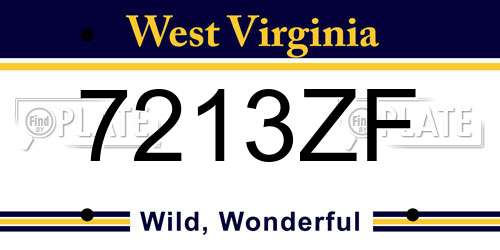 7213ZF West Virginia License Plate