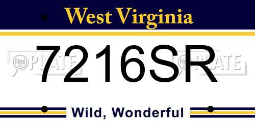 7216SR West Virginia License Plate