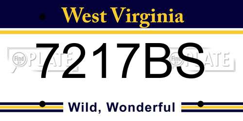 7217BS West Virginia License Plate